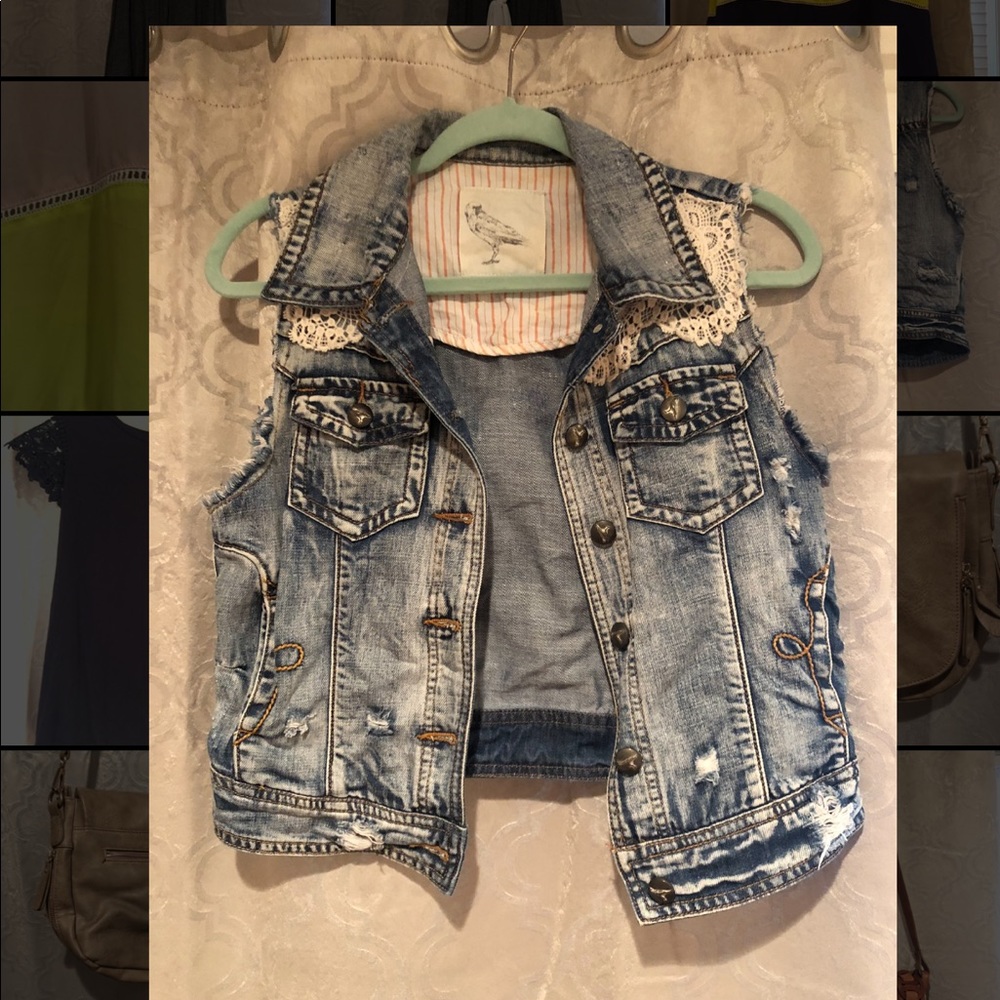 Distressed Sleeveless Denim Jacket